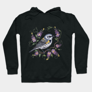 Yellow-Rumped Warbler Surrounded by Lavender Blooms Hoodie
