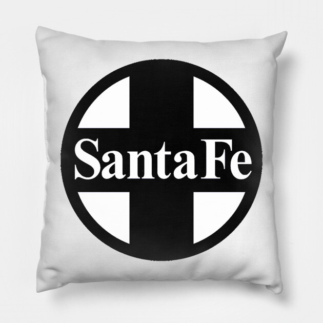 Santa Fe Railroad Logo Black Pillow by Wiley