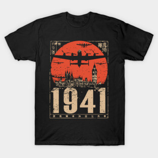 1941 Warplane Rising Sun Vintage Art T-Shirt