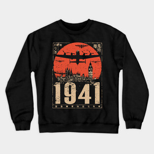 1941 Warplane Rising Sun Vintage Art Crewneck Sweatshirt