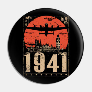 1941 Warplane Rising Sun Vintage Art Pin