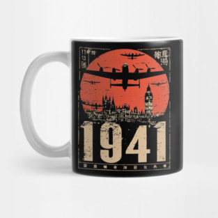1941 Warplane Rising Sun Vintage Art Mug