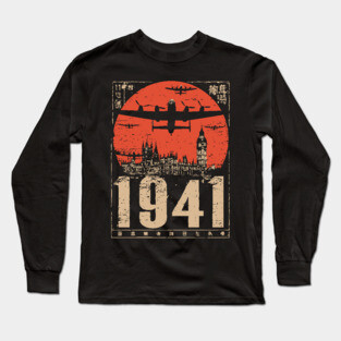 1941 Warplane Rising Sun Vintage Art Long Sleeve T-Shirt