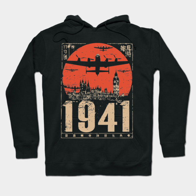 1941 Warplane Rising Sun Vintage Art Hoodie by TuncGK