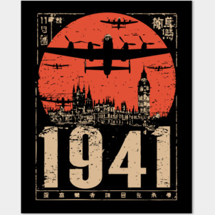 1941 Warplane Rising Sun Vintage Art Posters and Art