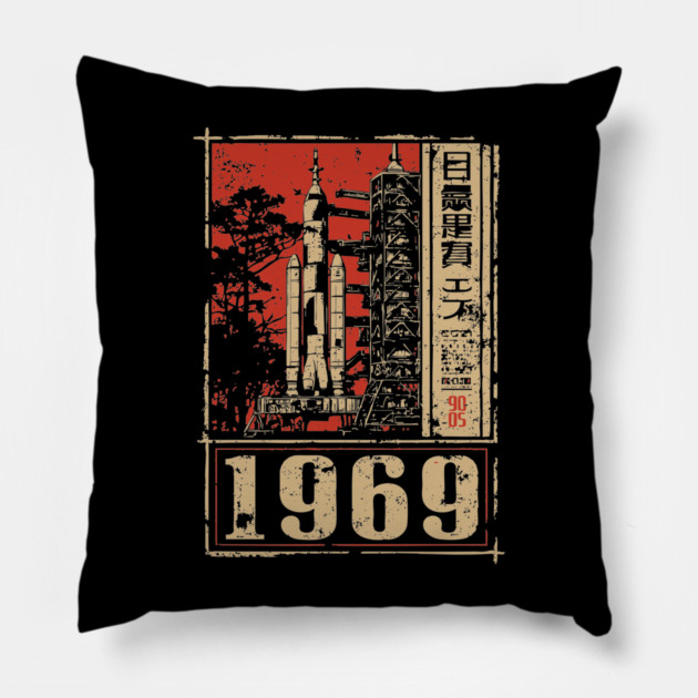 1969 Apollo Rocket Launch Poster Pillow by TuncGK