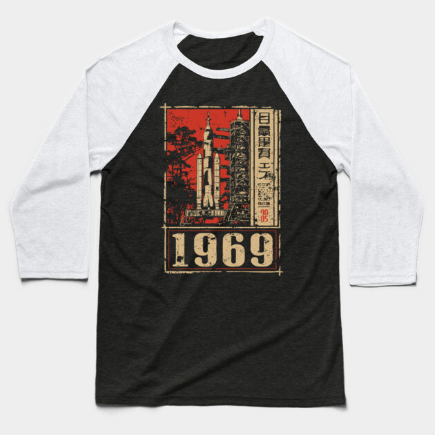 1969 Apollo Rocket Launch Poster Baseball T-Shirt by TuncGK
