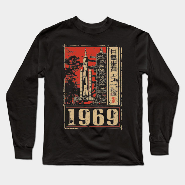 1969 Apollo Rocket Launch Poster Long Sleeve T-Shirt by TuncGK