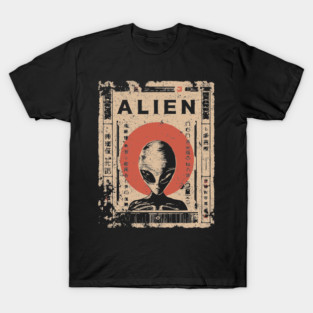 Vintage Alien Encounter Ukiyo-e Print T-Shirt