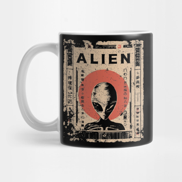 Vintage Alien Encounter Ukiyo-e Print by TuncGK