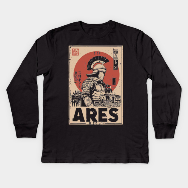 Ares God of War Ukiyo-e Poster Kids Long Sleeve T-Shirt by TuncGK