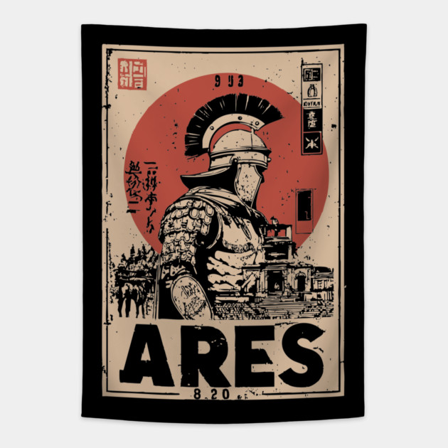 Ares God of War Ukiyo-e Poster Tapestry by TuncGK