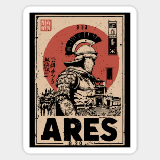 Ares God of War Ukiyo-e Poster Sticker