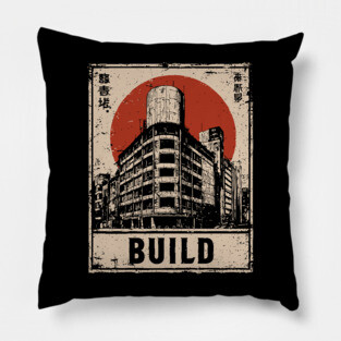 Brutalist Tokyo Construction Poster Pillow