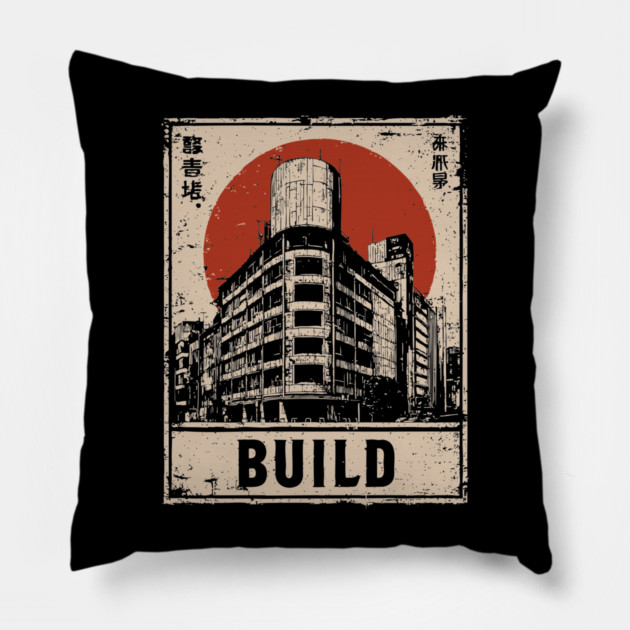 Brutalist Tokyo Construction Poster Pillow by TuncGK