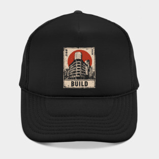 Brutalist Tokyo Construction Poster Hat