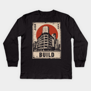 Brutalist Tokyo Construction Poster Kids Long Sleeve T-Shirt