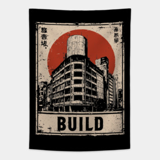 Brutalist Tokyo Construction Poster Tapestry