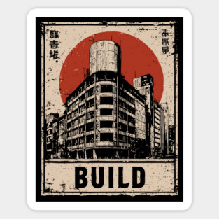 Brutalist Tokyo Construction Poster Sticker