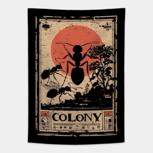 Ant Colony Japanese Vintage Poster Tapestry