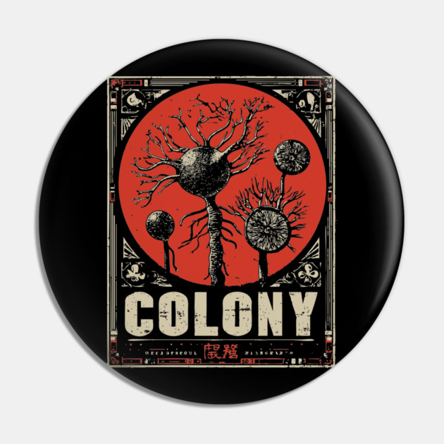 Nerve Colony Sumi-e Art Poster Pin by TuncGK