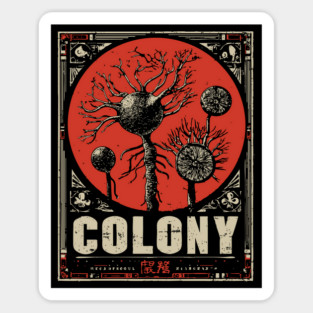 Nerve Colony Sumi-e Art Poster Sticker