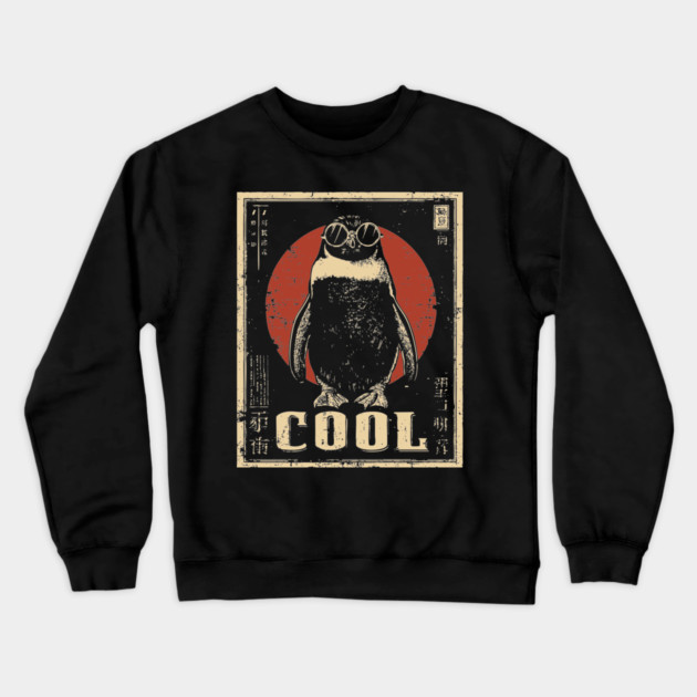 Penguin Vintage Cool Poster Crewneck Sweatshirt by TuncGK