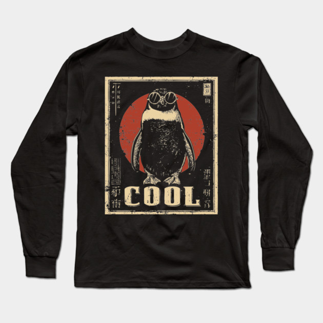 Penguin Vintage Cool Poster Long Sleeve T-Shirt by TuncGK