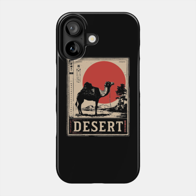 Camel in Desert Japanese Poster Phone Case by TuncGK