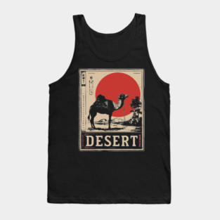 Camel in Desert Japanese Poster Tank Top