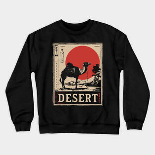 Camel in Desert Japanese Poster Crewneck Sweatshirt