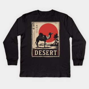 Camel in Desert Japanese Poster Kids Long Sleeve T-Shirt