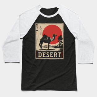 Camel in Desert Japanese Poster Baseball T-Shirt