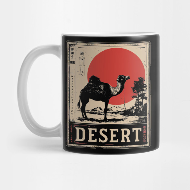 Camel in Desert Japanese Poster by TuncGK