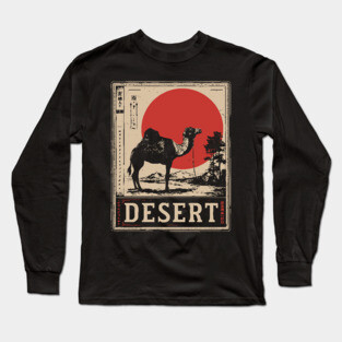 Camel in Desert Japanese Poster Long Sleeve T-Shirt