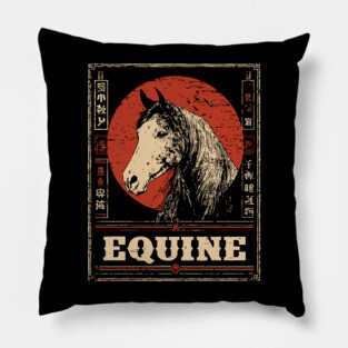 Equine Beauty in Sumi-e Style Pillow