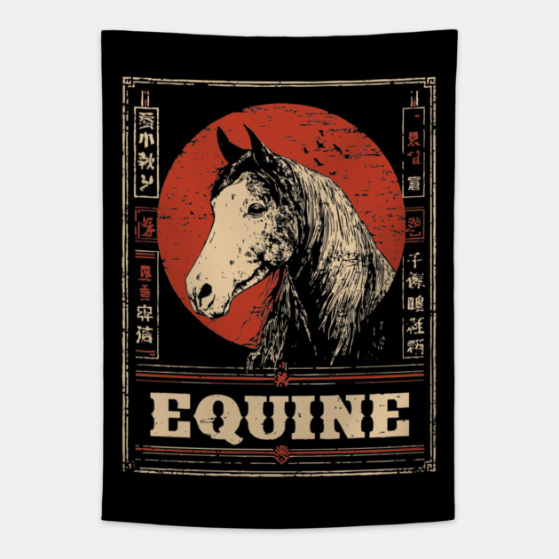 Equine Beauty in Sumi-e Style Tapestry by TuncGK