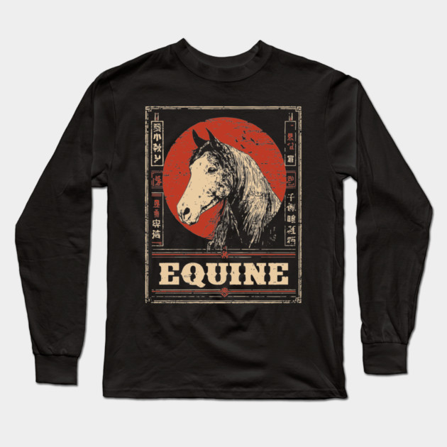 Equine Beauty in Sumi-e Style Long Sleeve T-Shirt by TuncGK