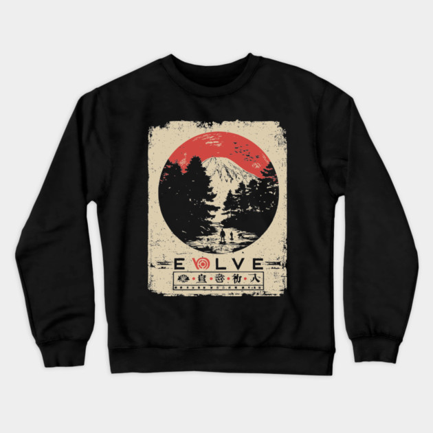 Evolve Nature Cycle Japanese Poster Crewneck Sweatshirt by TuncGK