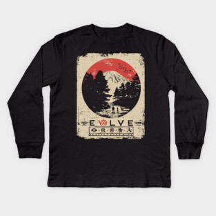 Evolve Nature Cycle Japanese Poster Kids Long Sleeve T-Shirt