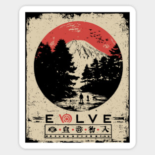 Evolve Nature Cycle Japanese Poster Sticker