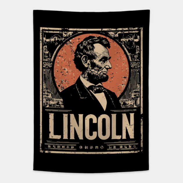 Abraham Lincoln Japanese Poster Print Tapestry by TuncGK