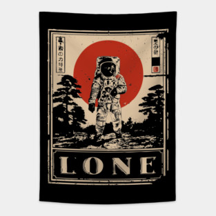 Lone Astronaut Red Sun Poster Tapestry