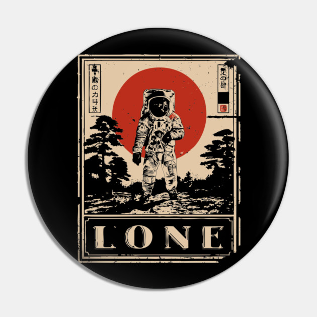Lone Astronaut Red Sun Poster Pin by TuncGK