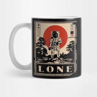 Lone Astronaut Red Sun Poster Mug