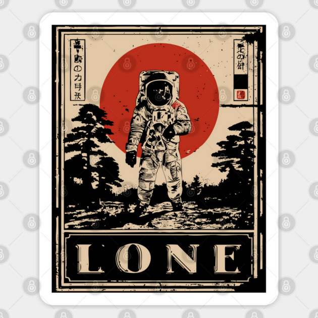 Lone Astronaut Red Sun Poster Sticker by TuncGK