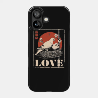 Love Doves Ukiyo-e Vintage Print Phone Case