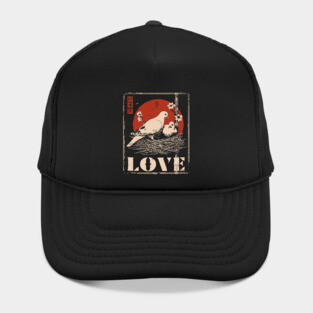 Love Doves Ukiyo-e Vintage Print Hat