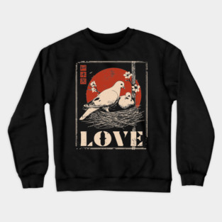 Love Doves Ukiyo-e Vintage Print Crewneck Sweatshirt