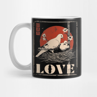 Love Doves Ukiyo-e Vintage Print Mug